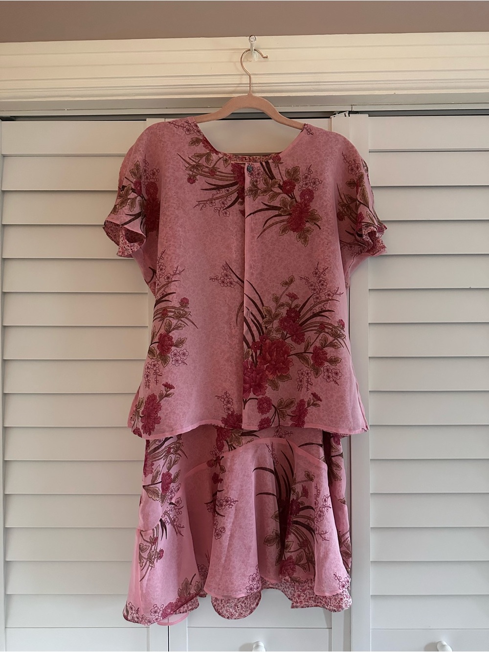 VTG Y2K Women's Pink Floral Skirt Set
